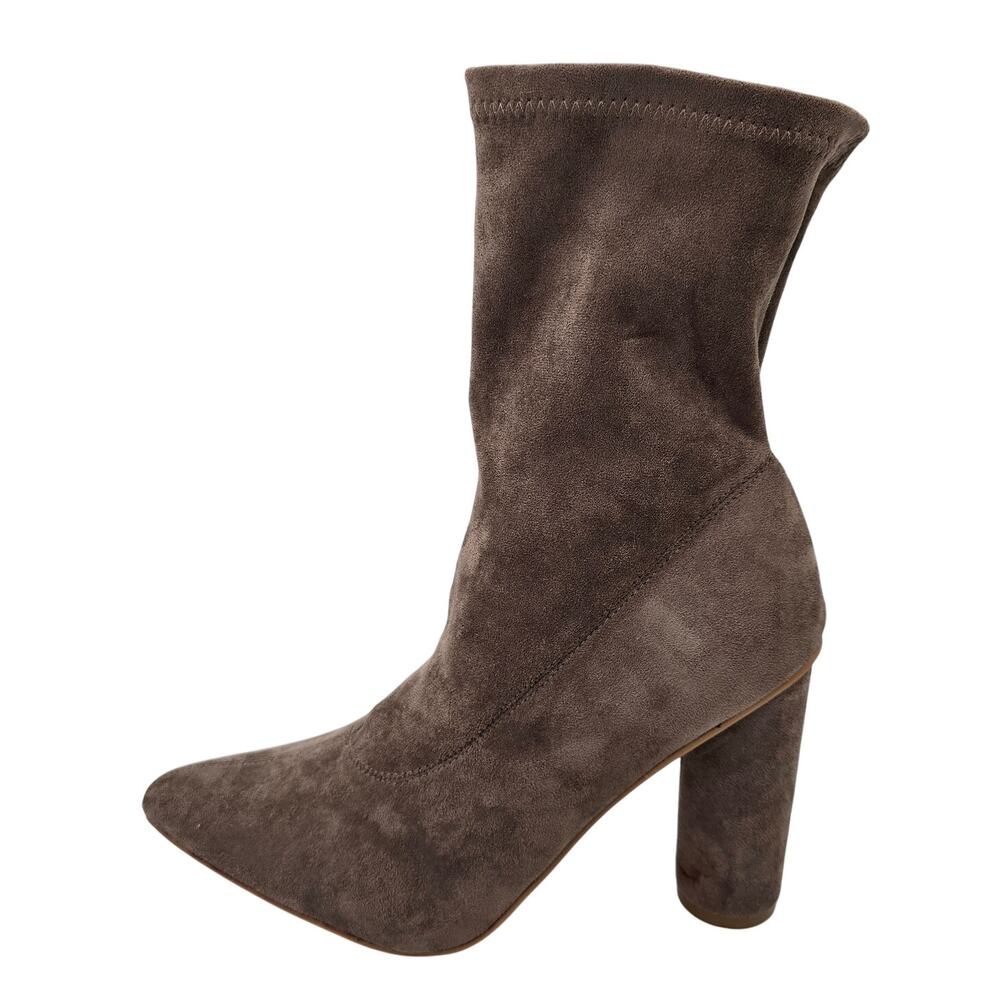 Cape Robbin Brown Stretch Ankle Boots Zip Chunky Block Heels Bootie Womens 11M